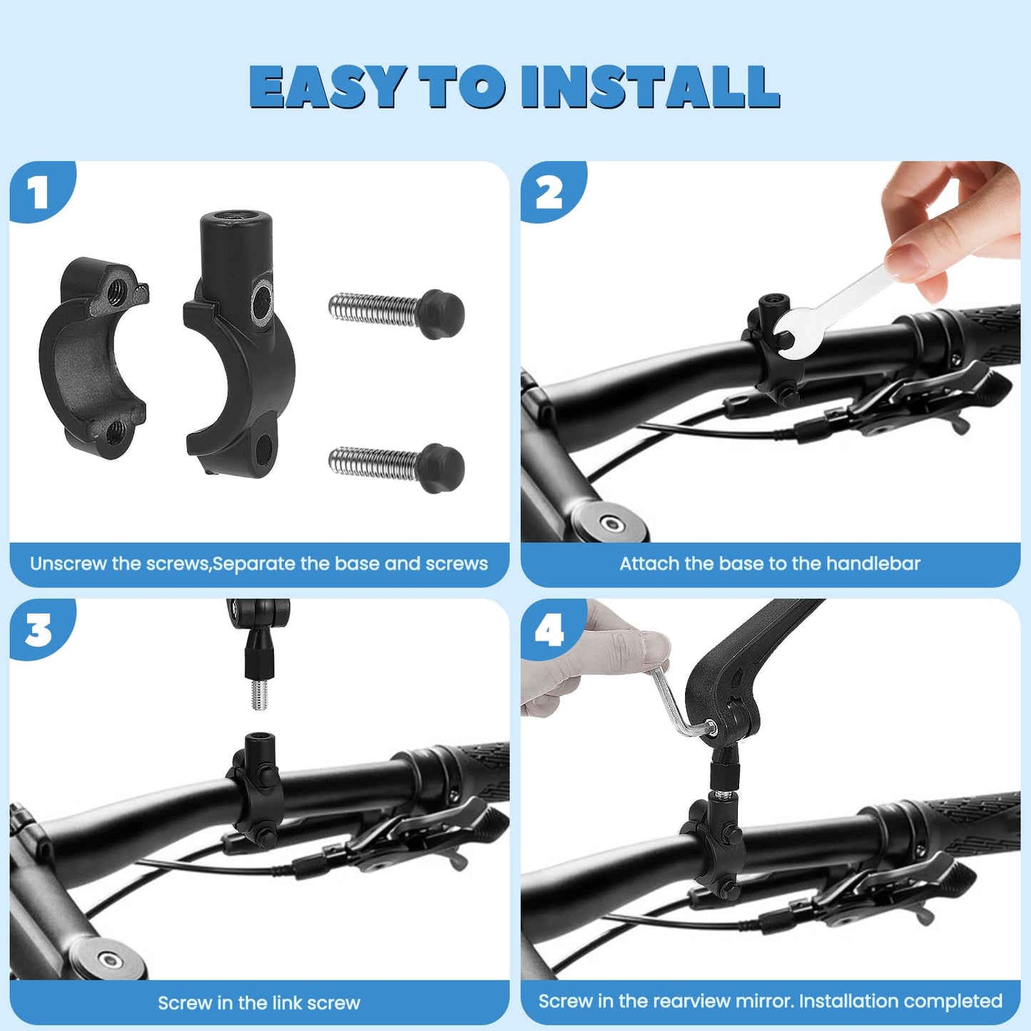 ARCUAT 1 Pair Bike Mirror Handlebar Mount, Rear View Mirror for Mountain Road Dirt Bike Motorcycle Electric Scooter, Bicycle Bar End Rearview Mirrors E Ebike Side Mirror Accessories for Men Adult