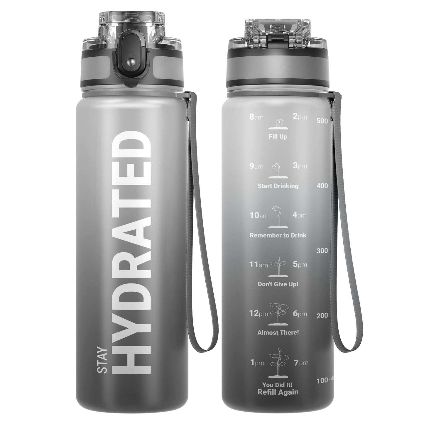 Sahara Sailor Water Bottle 17oz, Durable and Leakproof Water Bottles Motivational with Time Marker, Tritan, BPA Free, Wide Mouth with Easy Clean Brush for Gym, Travel, Home, School, Office (1 Bottle)