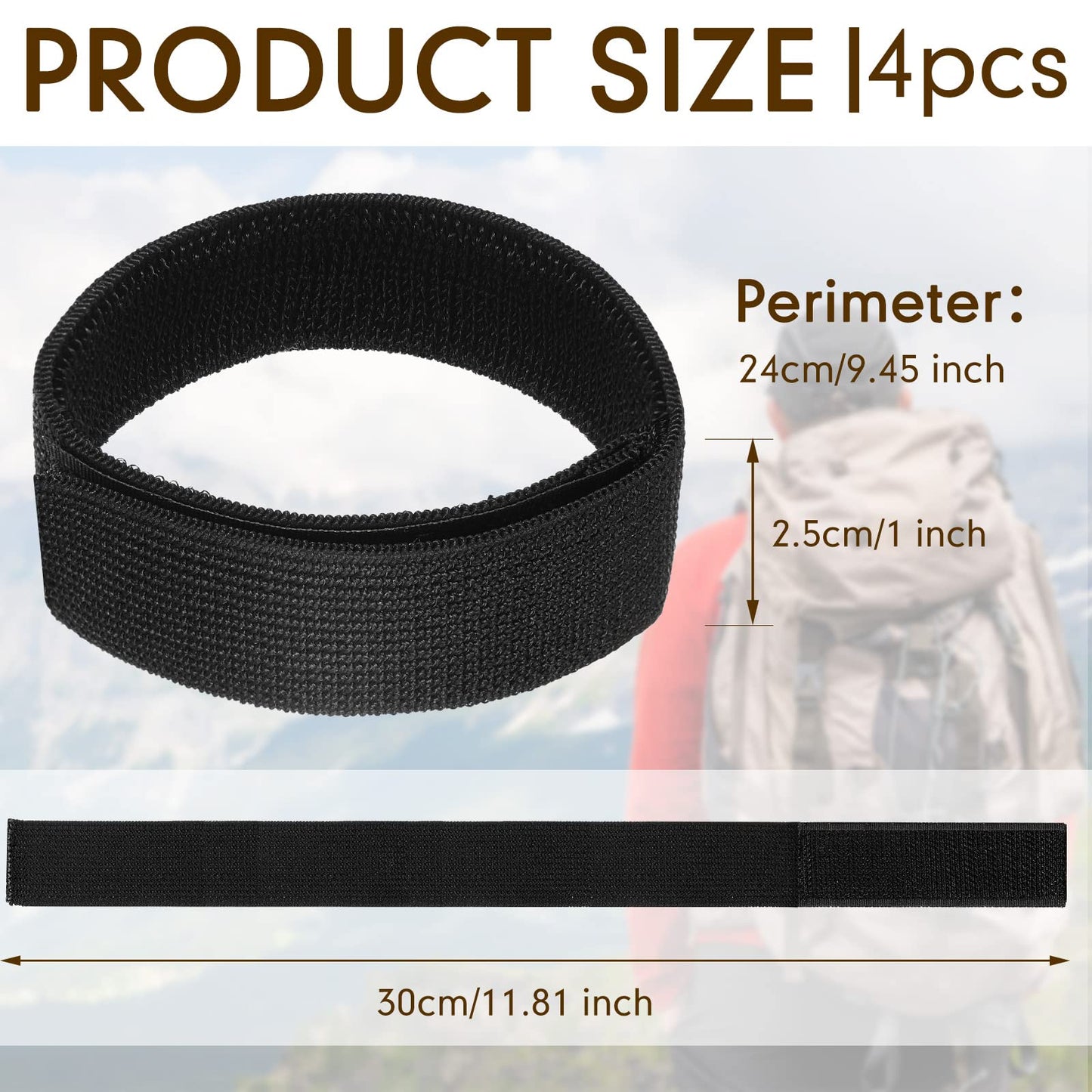JaGely 2 Pairs Black Boot Blousers Elastic Boot Straps Bands Blousing Straps Ankle Hook and Loop for Hunting Hiking Cycling(2.5 cm *30 cm)