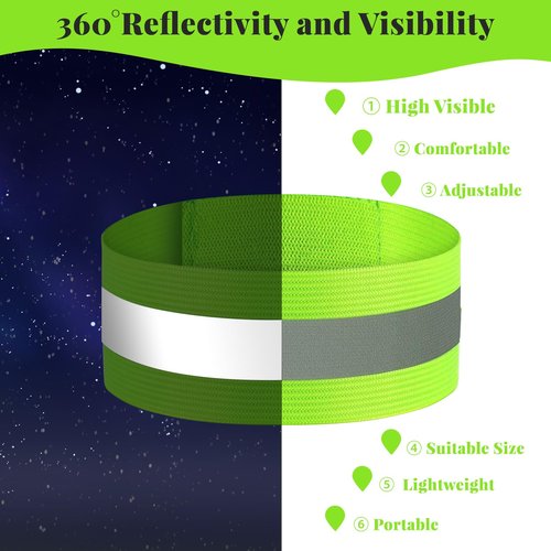 eggigi 60 Pieces Reflective Bands Reflective Armbands Arm Bands for Wrist, Arm, High Visibility Reflective Running Gear Safety Reflector Tape Straps for Night Walking, Running
