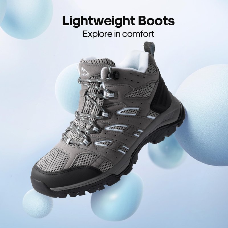 NORTIV 8 Women's Waterproof Hiking Boots Outdoor Trekking Mid Backpacking Mountaineering lightweight boots,Size 8,Dark Grey-Suede,SNHB2212W