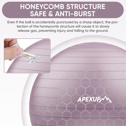 APEXUP Yoga Ball - Anti-Slip Heavy Duty Exercise Ball for Fitness & Core Training | 5 Sizes Available