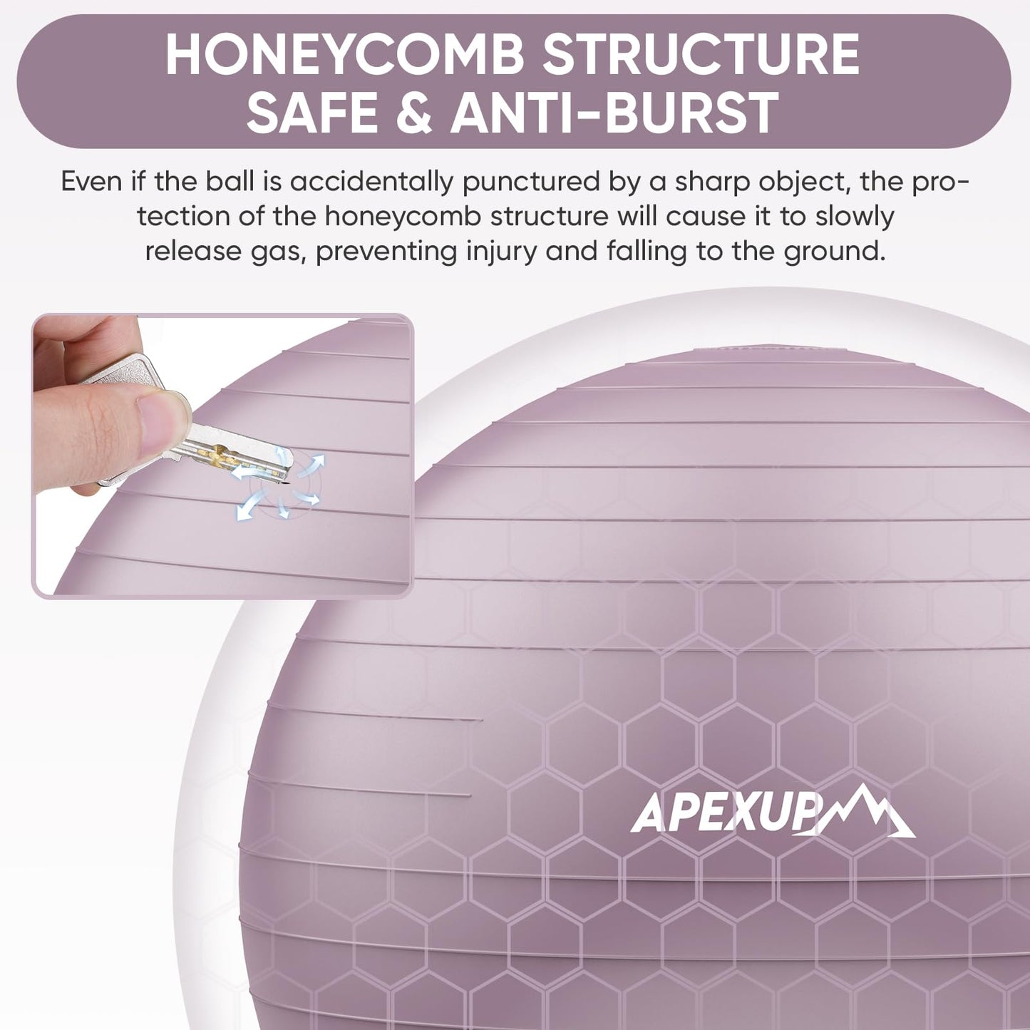 APEXUP Yoga Ball, 660 lbs Anti-Burst Exercise Ball with Pump, 5 Sizes (XXL(31"~34") 85cm, Mauve)