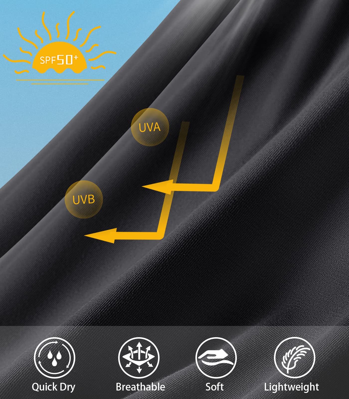 NORTHYARD Men's Sun Protection Shirts UPF 50+ Long Sleeve Swim Rash Guard Shirt Running Workout Athletic Hiking UV Fishing Black XL