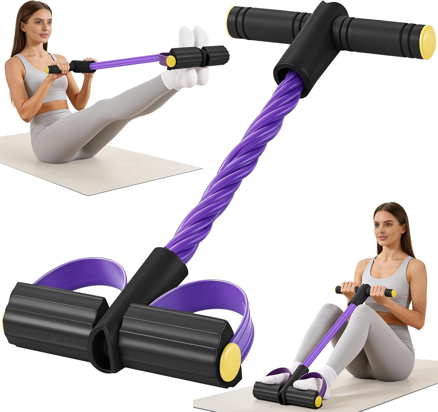 Skiennix Upgraded Pedal Resistance Band - Durable Exercise Tool with 6 Tension Ropes for Core & Legs