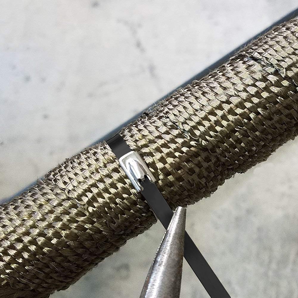 Metal Zip Ties 11.8 inch 100pcs Stainless Steel Zip Ties Heavy Duty Multi-Purpose Self-Locking Cable Ties for Machinery, Vehicles, Exhaust Wrap, Farms, Pipes, Roofs, Cables, and Outdoor Fence (Black)