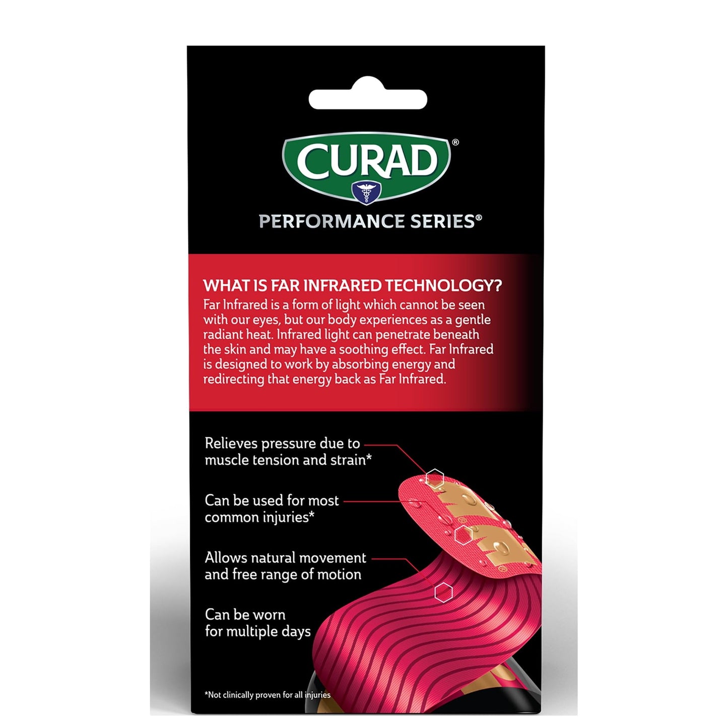 CURAD Performance Series Pre-Cut Elastic Kinesiology Tape, 2" x 10", 20 Count