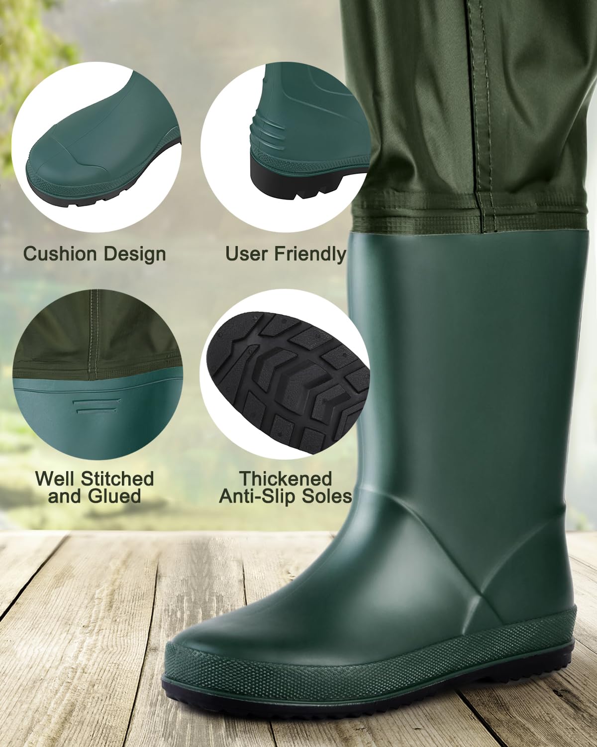 Magreel Child Chest Waders Waterproof Nylon Youth Waders with Boots Fishing & Hunting Waders for Toddler Children Boys Girls, 10/11 Big Kids
