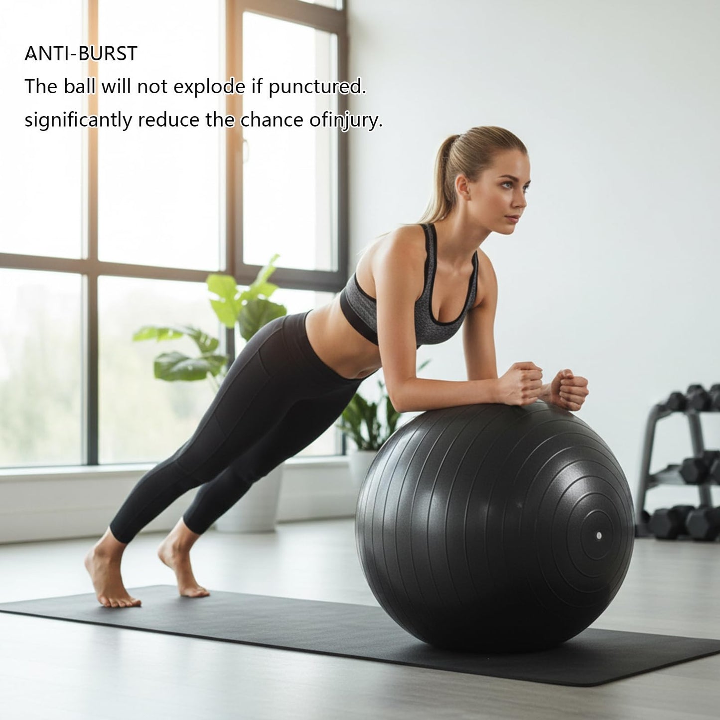 UMEUKEJI 75cm(30in) Extra Large Anti-Burst Yoga Ball with Quick Pump, Non-Slip Stability Exercise Ball for Tall Users, Home Gym, Office Chair, Black