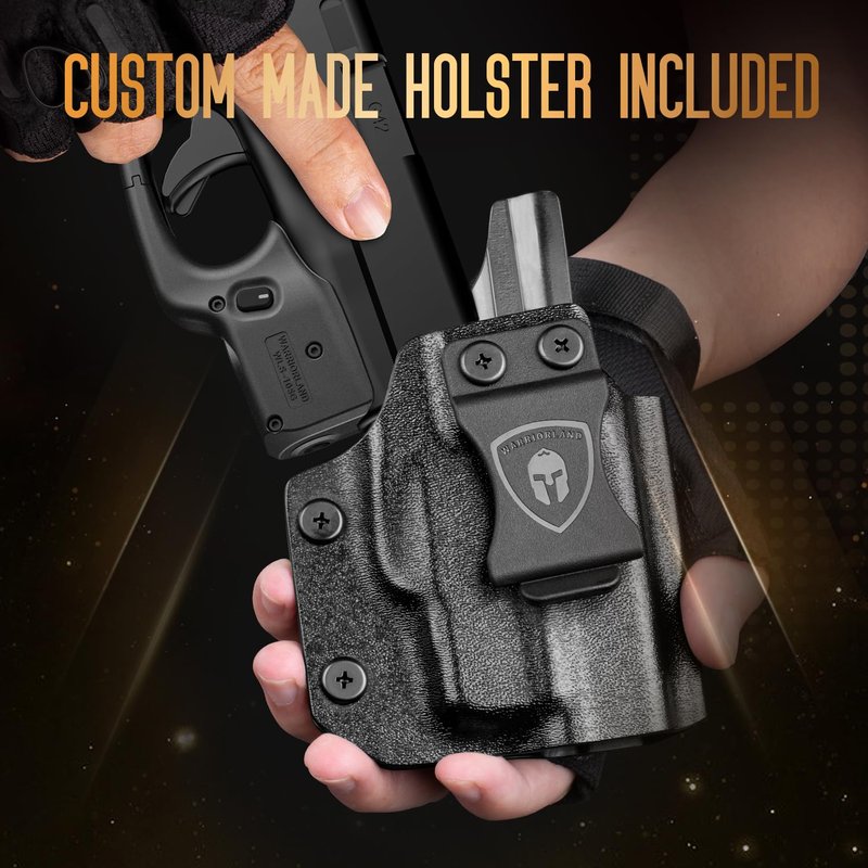 WARRIORLAND Green Laser Sight Fit Glock G42 with Holster Combo, Green Beam Sight with Power Indicator, Custom-Made IWB Kydex Holster Right, Windage and Elevation Adjustment, WLS-105G w/ G42