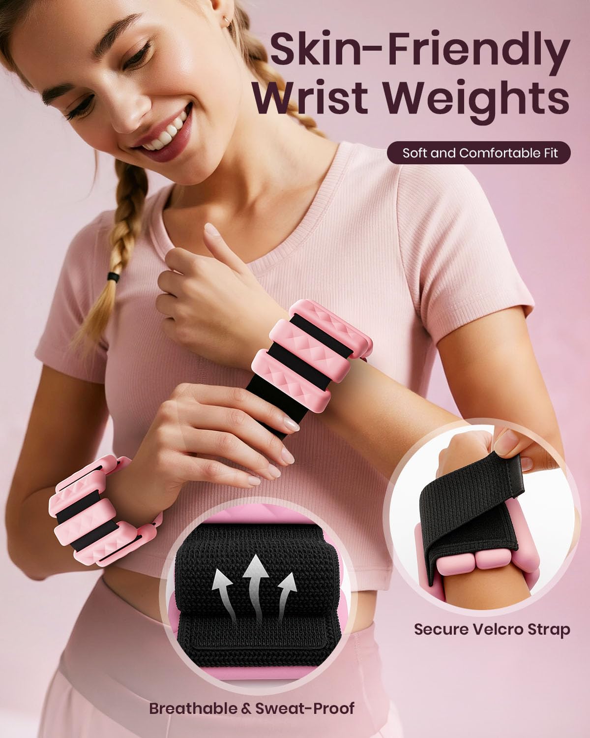 Fuelion Pilates Ring Set, Magic Circle Yoga Ring, Pilates Ball, Adjustable Ankle Wrist Weights, Resistance Bands, Mini Ball, Pilates Starter Kit for Strength, Workout Guide Included (Pink, Large-Pro)