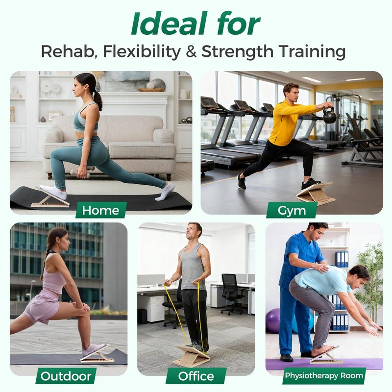 Slant Board for Calf Stretching, Wooden Slant Boards for Exercise, 300 Lbs Weight Capacity Squat Wedge, Premium Calf Stretcher, Physical Therapy Equipment for Rehab & Strength Training