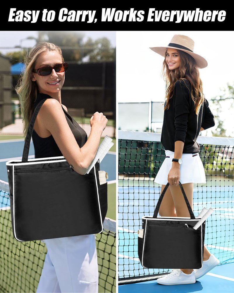 Tyxauk Tennis Tote Bag for Women, Lightweight Waterproof Tennis Racket Bag Holds 2 Rackets, Pickleball Bag, Large Sports Tote