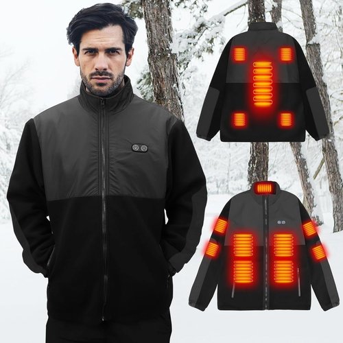 Heated Jacket,Fleece Mens Heated Jacket With Battery Pack Included 7.4V,Heated Jackets For Women For Men Heated Coat (US, Alpha, XX-Large, Regular, Regular, Black)