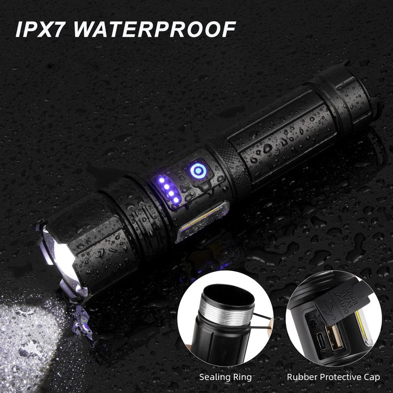 NJ FOREVER Rechargeable LED Flashlight, Super Bright 99,000 High Lumens Flashlight, 7 Modes,COB Side Light & Powerful IPX7 Waterproof Flashlight, Brightest Flash Light for Home, Camping,Hiking