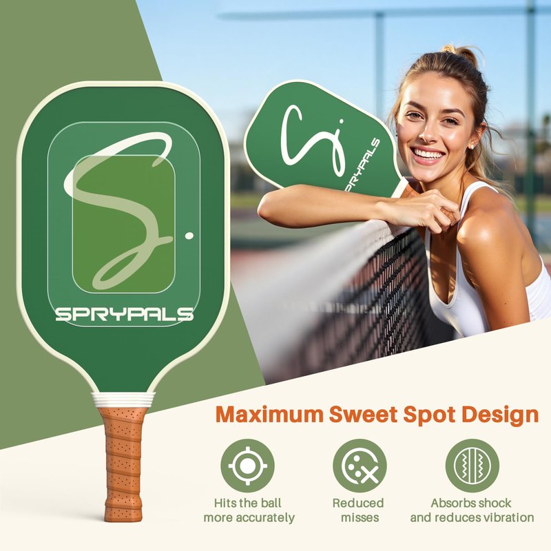 Sprypals Pickleball Paddles Set of 4,USAPA Approved Pickleball Paddle Cute Pickleball Set with 4 Pickleball Paddles, 4 Indoor & Outdoor Balls and 1 Carry Bag, Pickle Ball Set for Men Women Beginners