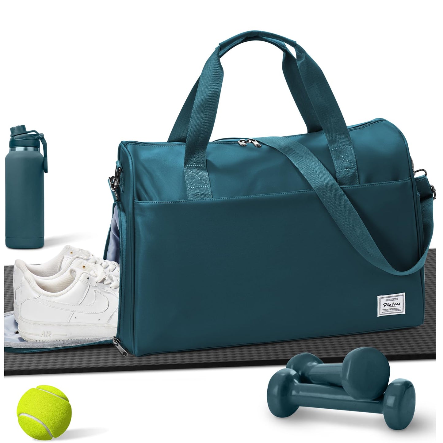 Travel Duffel Bags for Women Mens, Weekender Bag with Shoe Compartment Carry on Overnight Bag with Laptop Compartment Personal Item Travel Bag Gym Bag Hospital Bag Peacock Blue