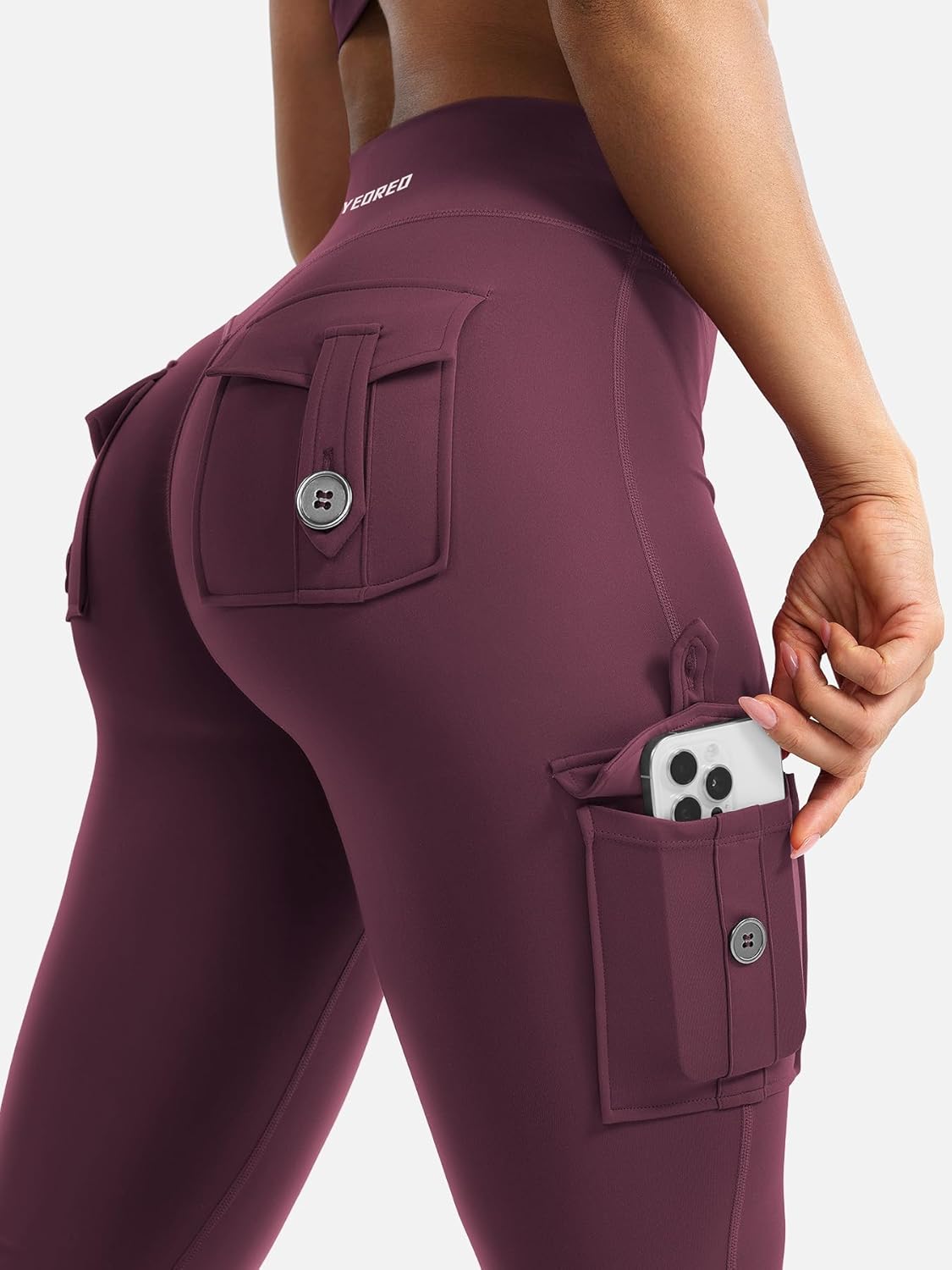 YEOREO CoreFlex Women's High-Waisted Flare Leggings - Hidden Pockets & No Front Seam | Gym & Yoga