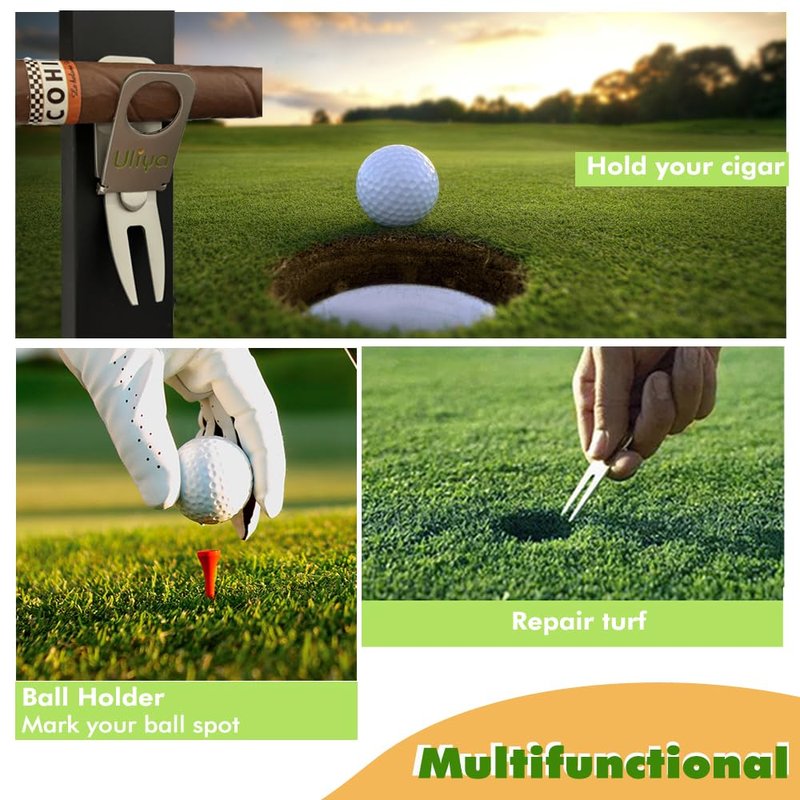 Uliya 【Upgraded】 Magnetic Golf Holder Golf Divot Marker Tool Portable Golf Cart Holder Clip Multipurpose Golf Accessories Portable Rest for Golf Cart (2, Black)