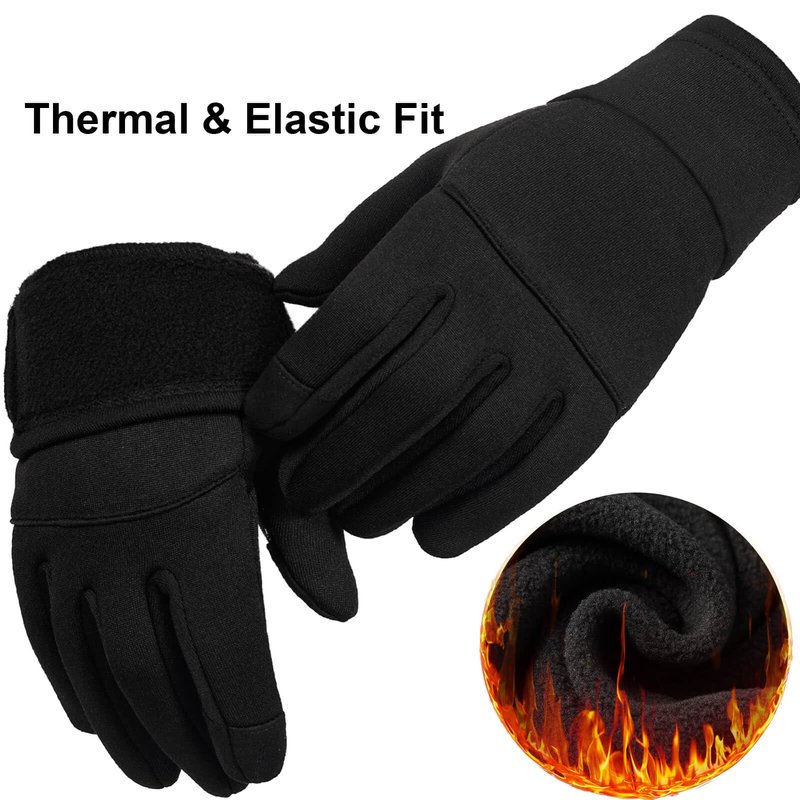 FanVean Gloves for Cold Weather Women Men Winter: Thermal waterproof Windproof 360°Touchscreen for Running Cycling Snow Ski Driving Motorcycle Hiking Riding Workout- Medium Black