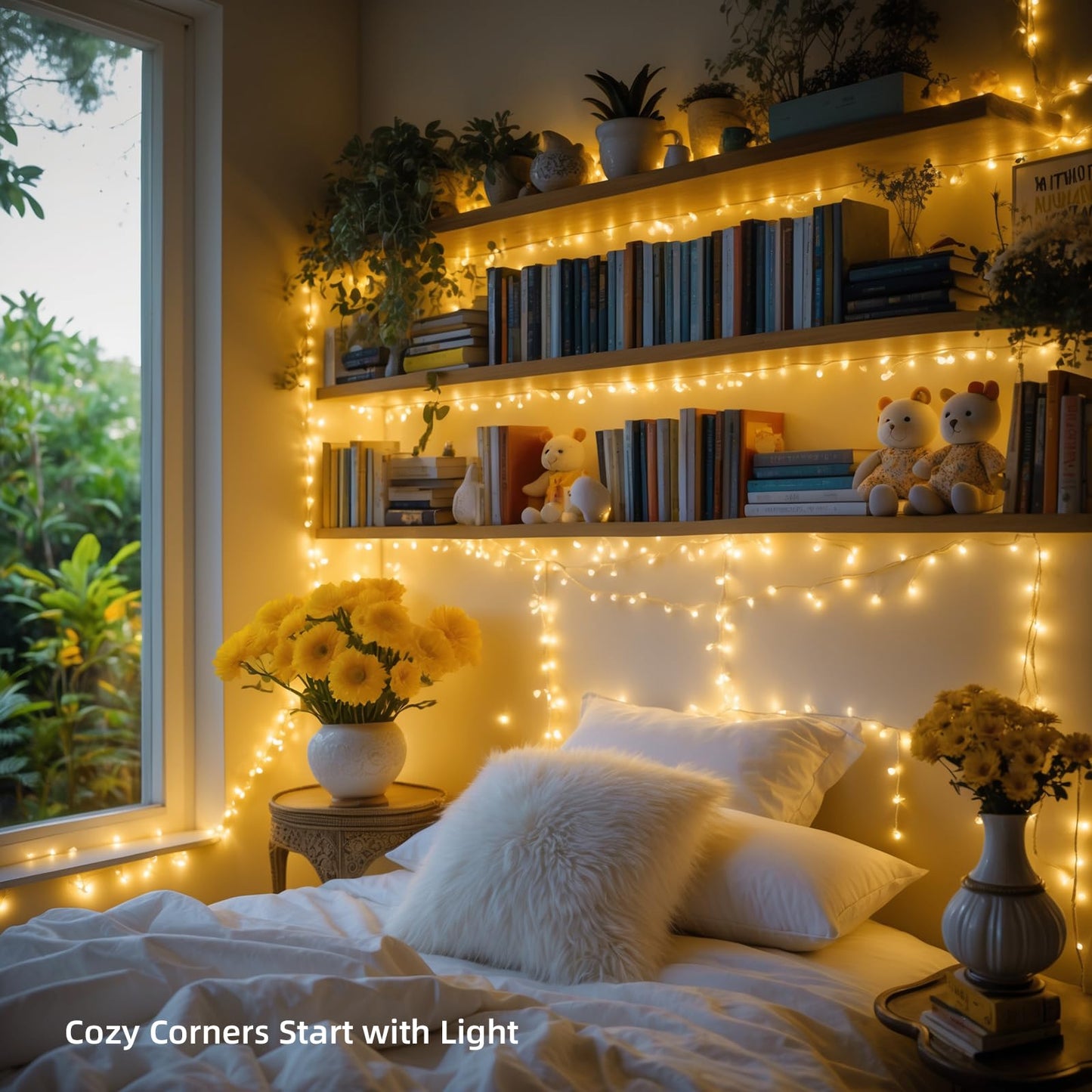 Etinga 100 LED String Lights 33ft Warm White, Plug in Fairy Lights with 8 Lighting Modes, Indoor Outdoor Christmas Lights for Bedroom Tree Yard Patio Wedding Holiday Decor (Warm White, 100 LED 33ft)