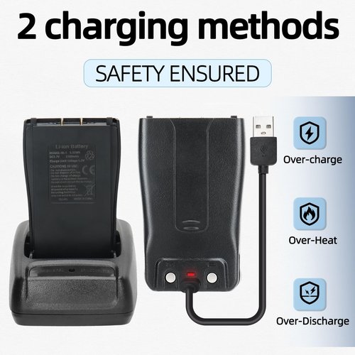 Baofeng Walkie Talkie Battery Replacement Type-C Charger 1500mAh Rechagable Li-on Battery for BF-888S BF-777S BF-999S Retevis H-777 and Walkie Talkies 2Pack