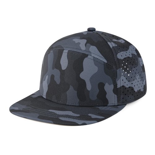 FEINION Men Flat Brim Adjustable Performance Hat Snapback Laser Perforated Baseball Cap (Grey Camouflage)