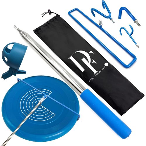 Extendable Disc Golf Retriever 16 ft - Telescopic Disc Golf Retriever - Disc Retriever with Durable Stainless Steel Frame Hooks & Carry Bag - Disc Golf Retriever Pole for Tree Bushes & Water (5)