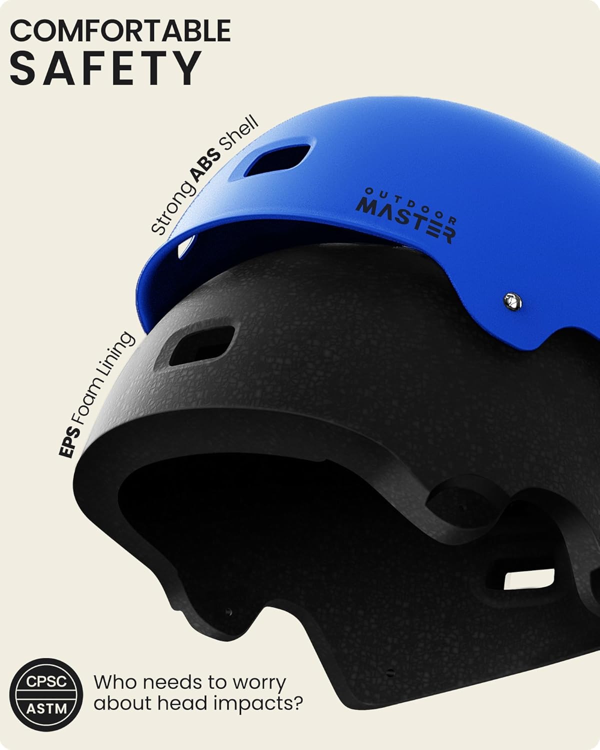 OutdoorMaster Skateboard Cycling Helmet - Multi-Sport Ventilation with Removable Liners | For Kids, Youth & Adults