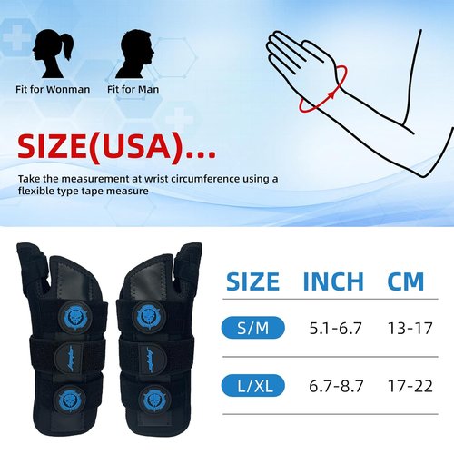 JUPITER Carpal Tunnel Wrist Brace - Thumb Support Spica Splint for Pain Relief | Large/XL, Blue