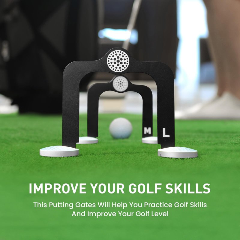 FINGER TEN Golf Putting Gates 3 Gate Sizes S M L(2''/ 2.36''/ 2.76'') with Protective Pouch Putting Training Aids, Game Gift for Home Green Outdoor Indoor Use (3 Putting Gate)