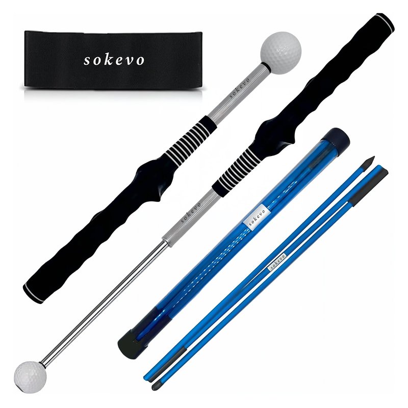 Retractable Golf Swing Training Aid,Rhythm Click Sound Warm Up Golf Swing Trainer,Golf Grip Trainer Attachment -Strength & Tempo Training for Chipping Hitting,Golf Accessories for Men-BONUS Items