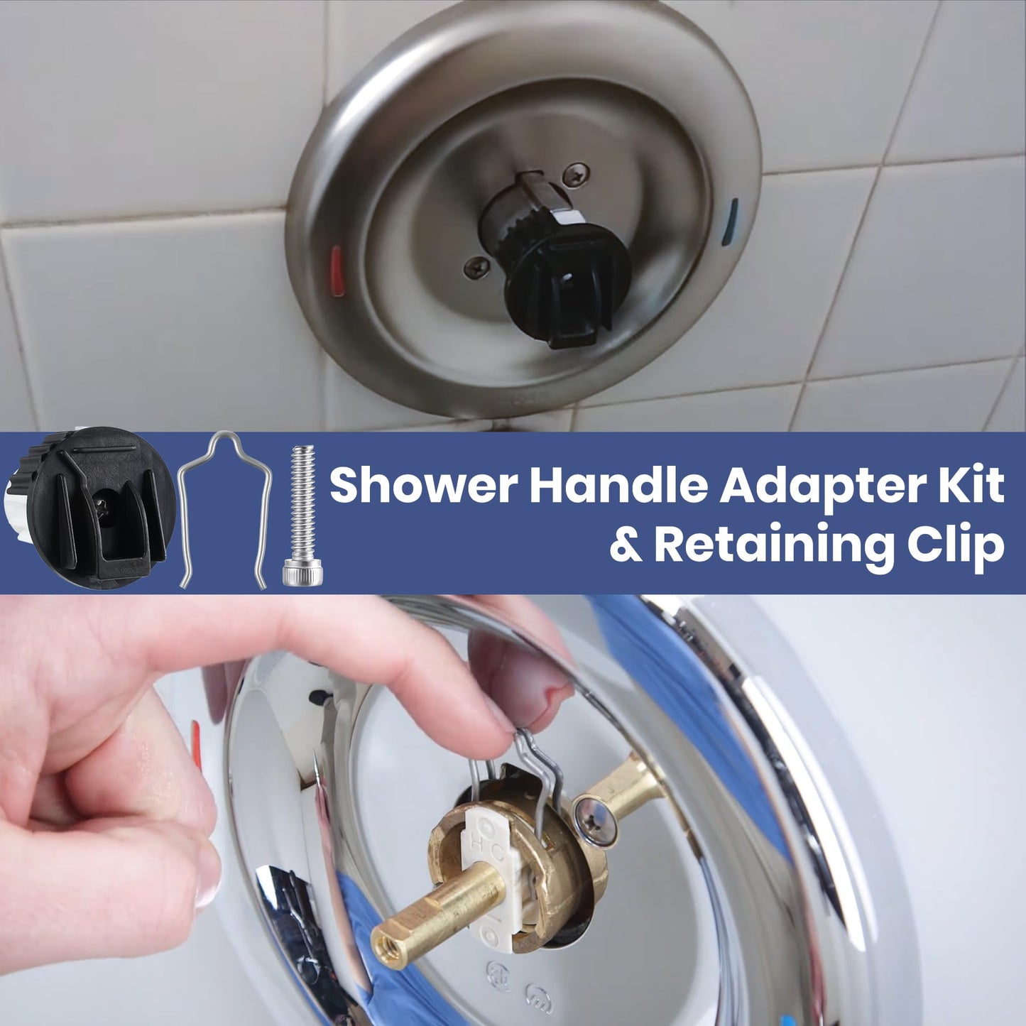 Enhon Shower Handle Adapter Kit Replacement for 116653, Compatible with Moen Posi-Temp Single Handle Tub/Shower Faucet Valve Cartridge, Shower Handle Replacement Part Adapter Kit, Plastic