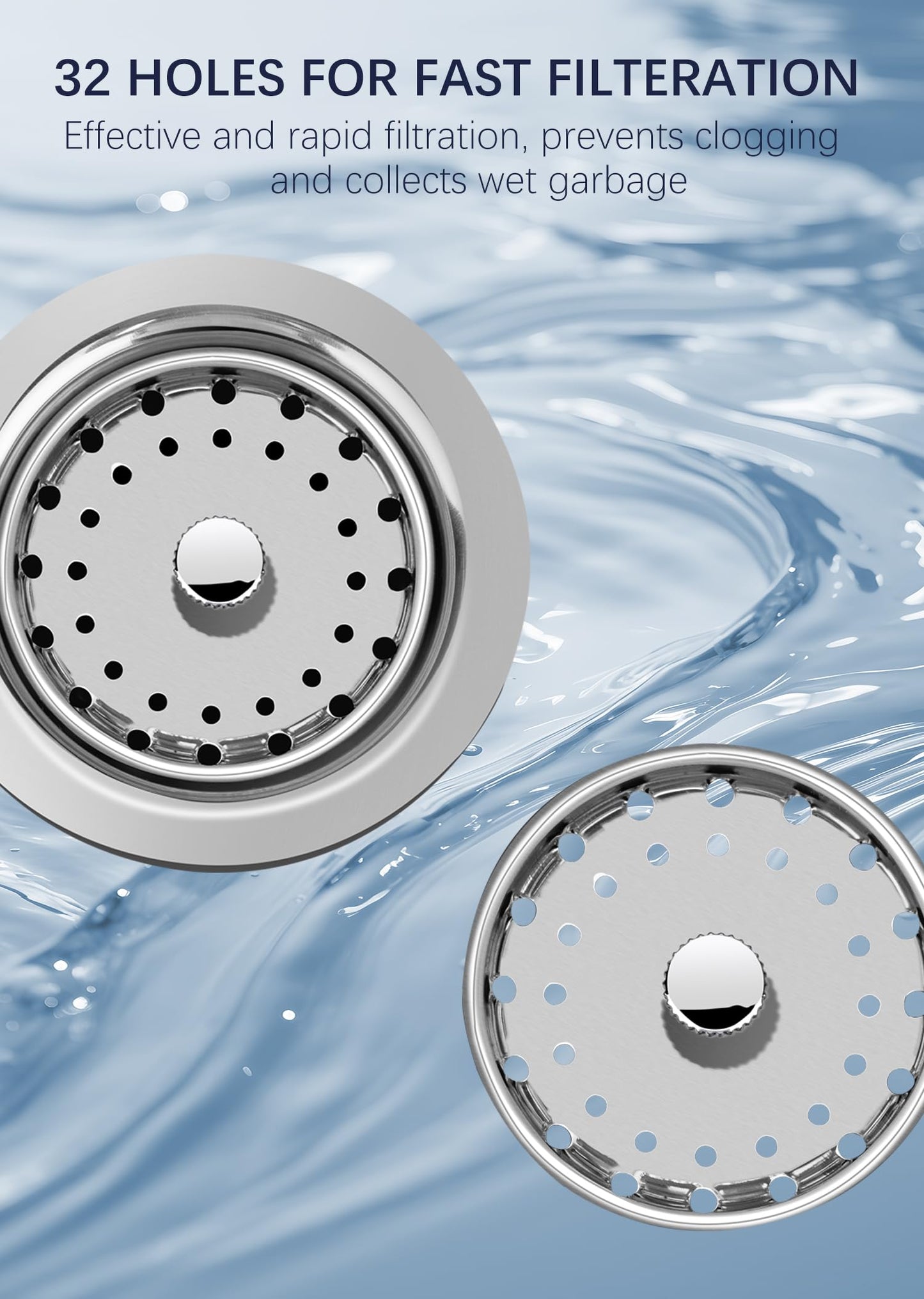 Sepaitek Stainless Steel Commercial Kitchen Sink Drain Assembly for Restaurant Kitchen Sink, 3-1/2 inch Kitchen Sink Drain Kit with Strainer and Stopper, Rustproof and Leakproof