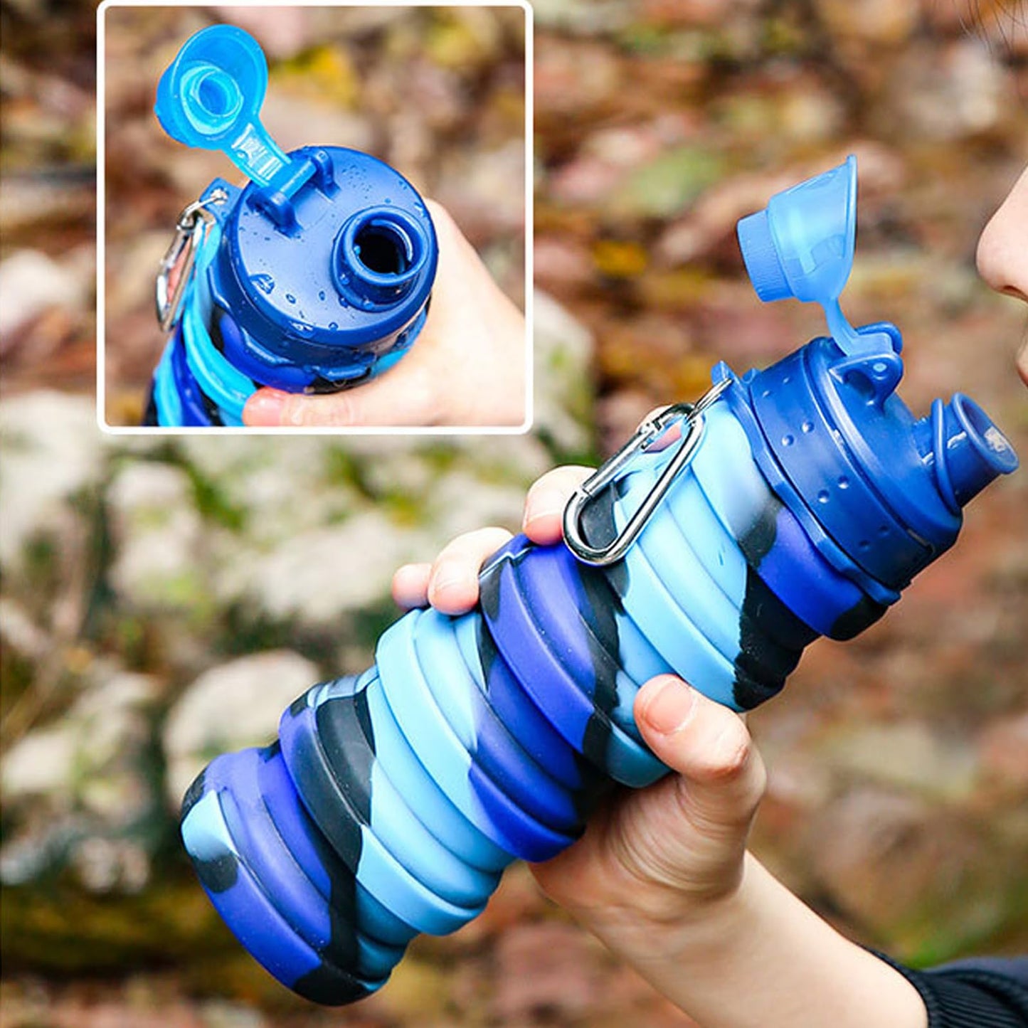 YCTMALL Collapsible Water Bottles Travel Sports Portable Sport Water Bottle comes with mountaineering Buckle 500ml silicone Water-proof camping water bottle (Pink Color)