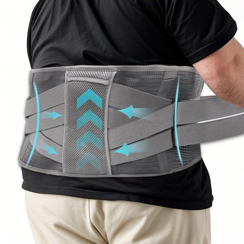 King Mills Plus Size Back Brace for Lower Back Pain, Breathable Obese Belly Support for Sciatica, Back Pain, Scoliosis, Two Sets of Support Bars. Lightweight. (Belly: 52" - 60")