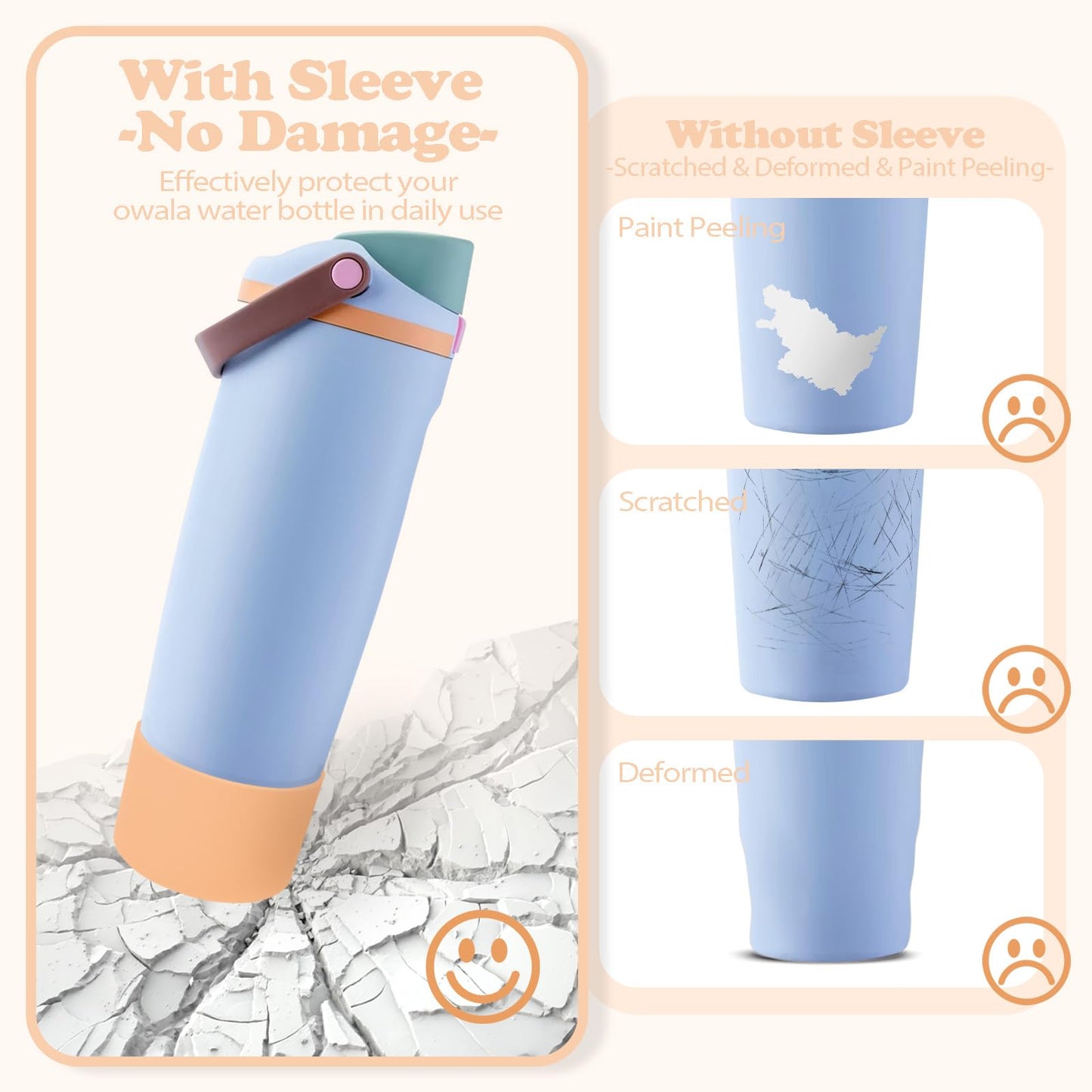Kaitiaki Silicone Boot for Owala 30oz & 40oz FreeSip Sway Bottles & Tumblers - Non-Slip, Scratch-Resistant, Stability Enhancer, Available in 12 Colors (Opal Dream Peach)