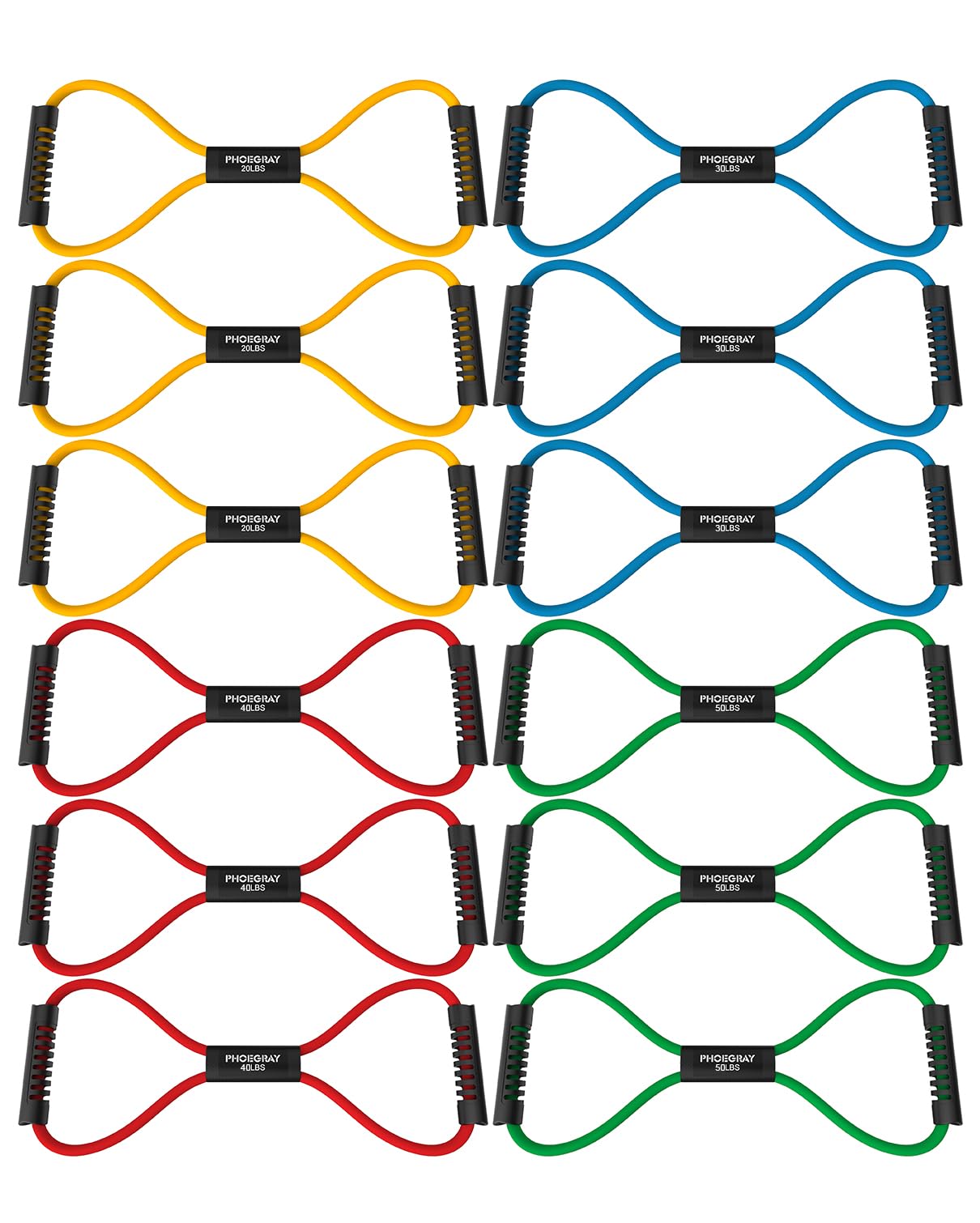 Figure 8 Resistance Bands Set - 3 Packs (4 Bands Each, 12 Total) - Ideal for Arm & Shoulder Stretching, Strength Training - for Women and Men