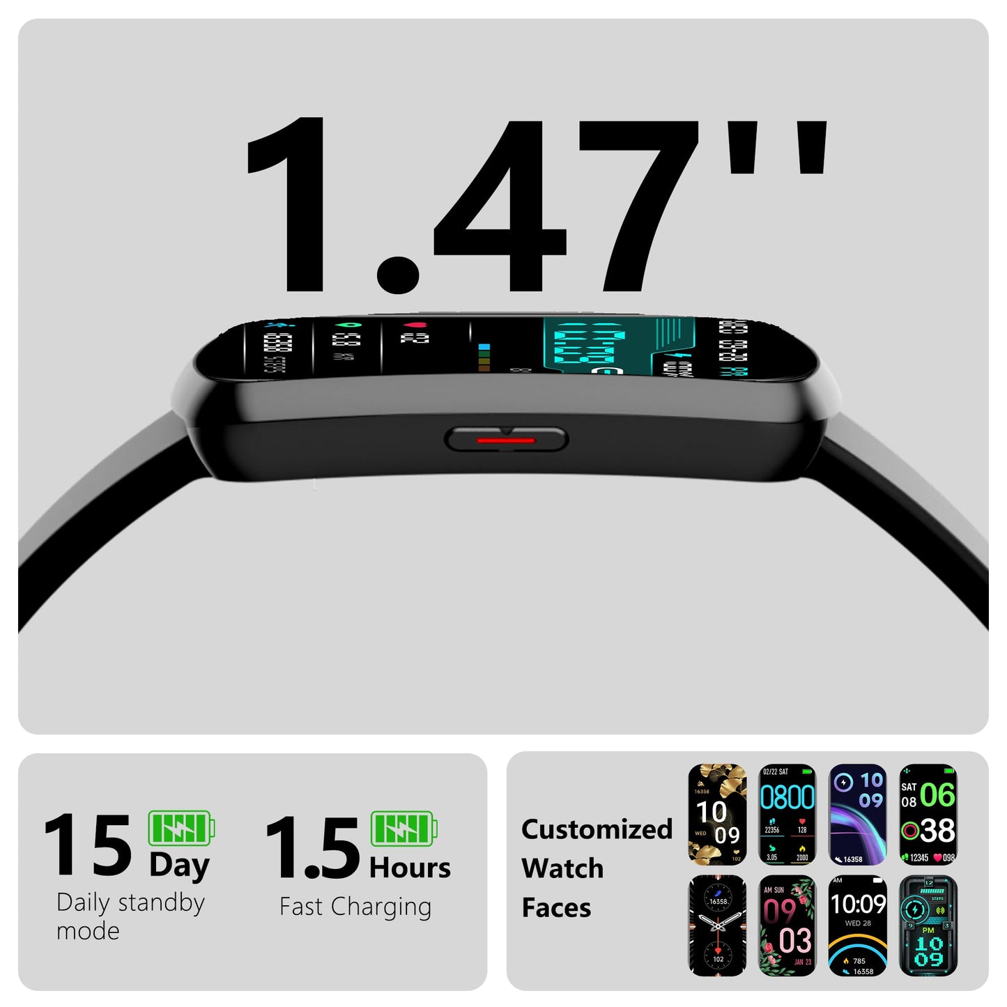 Health Fitness Tracker, Smart Watch with 24/7 Heart Rate, Activity Tracker with Blood Pressure and Blood Oxy-gen Monitor, 120 Sport Mode Waterproof Sleep Tracker for Women Men