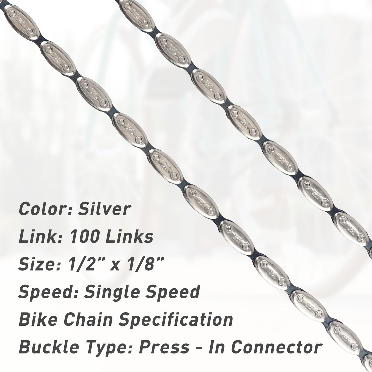 MEGHNA Bike Chain Single Speed for Fixed Gear Bike Beach Cruiser Bike BMX 1 Speed Bicycle Chain 1/2" x 1/8", 100 Links