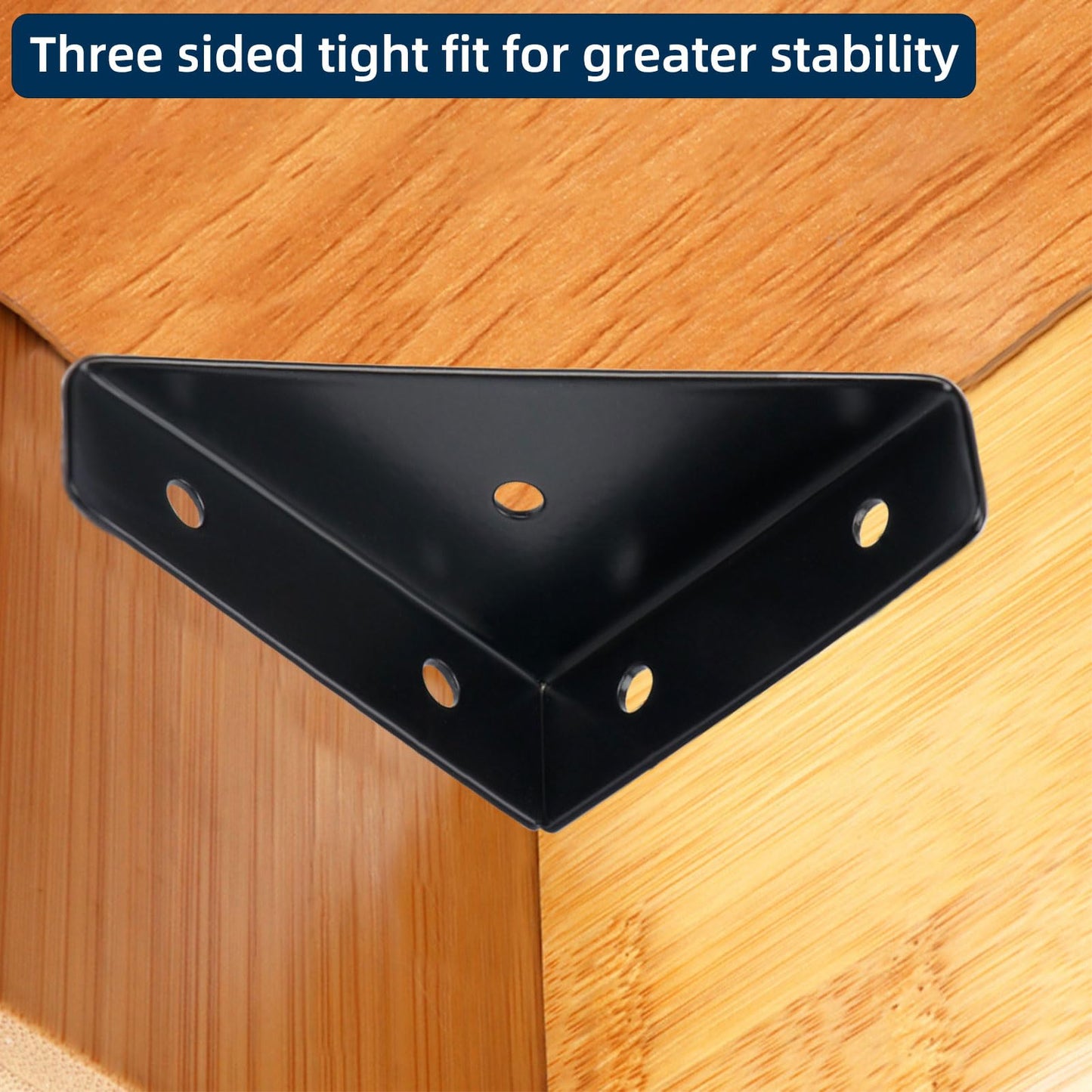 2.55'' Triangle Corner Braces Bracket (10 Pack) - Metal Angle Shelf Connector Brackets with Screws for Wood Shelves Furniture| Bookshelves/ Beds/ Tables/ Cabinets/ Desk (Black)