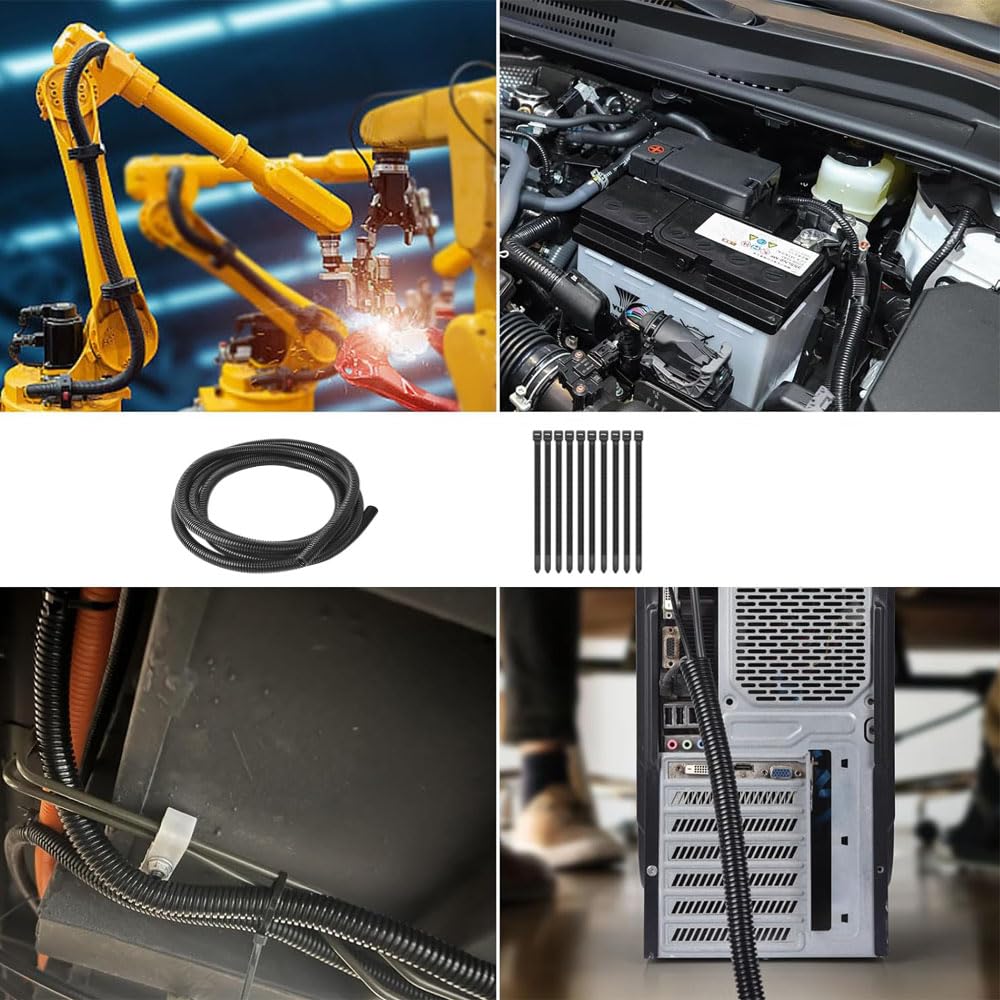 3/8"-32.8ft Split Wire Loom Tubing Cable Management Conduit Flexible Covers Cord Protectors