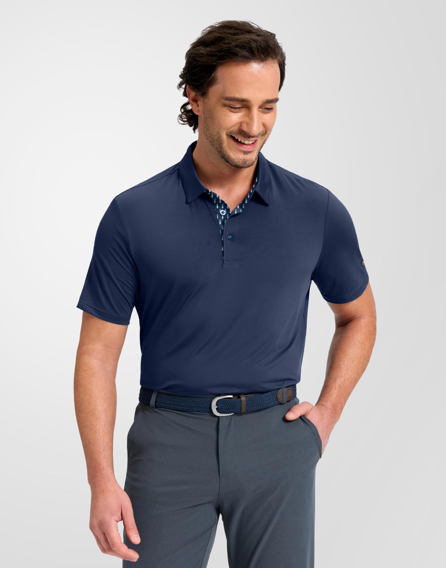 Obla Mens Golf Shirt Short Sleeve Dry Fit Moisture Wicking Performance Athletic Casual Work Collared Polo Shirts for Men (Navy_XL)