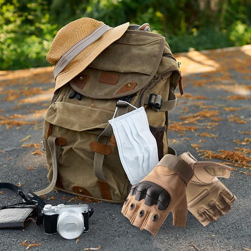 Surakey Fingerless Gloves Men Tactical Gloves for Outdoor Sports Motorcycle Cycling Training Airsoft Shooting Hunting Hiking (Black M)