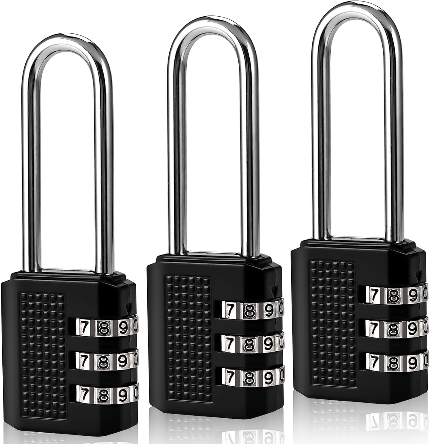 3 Digit Small Combination Locker Lock, 2.2 in Long Shackle Padlock Combination, Resettable Luggage Locks, Combo Gym Locker Suitcase Gate Pad Lock (3Pack, Black)