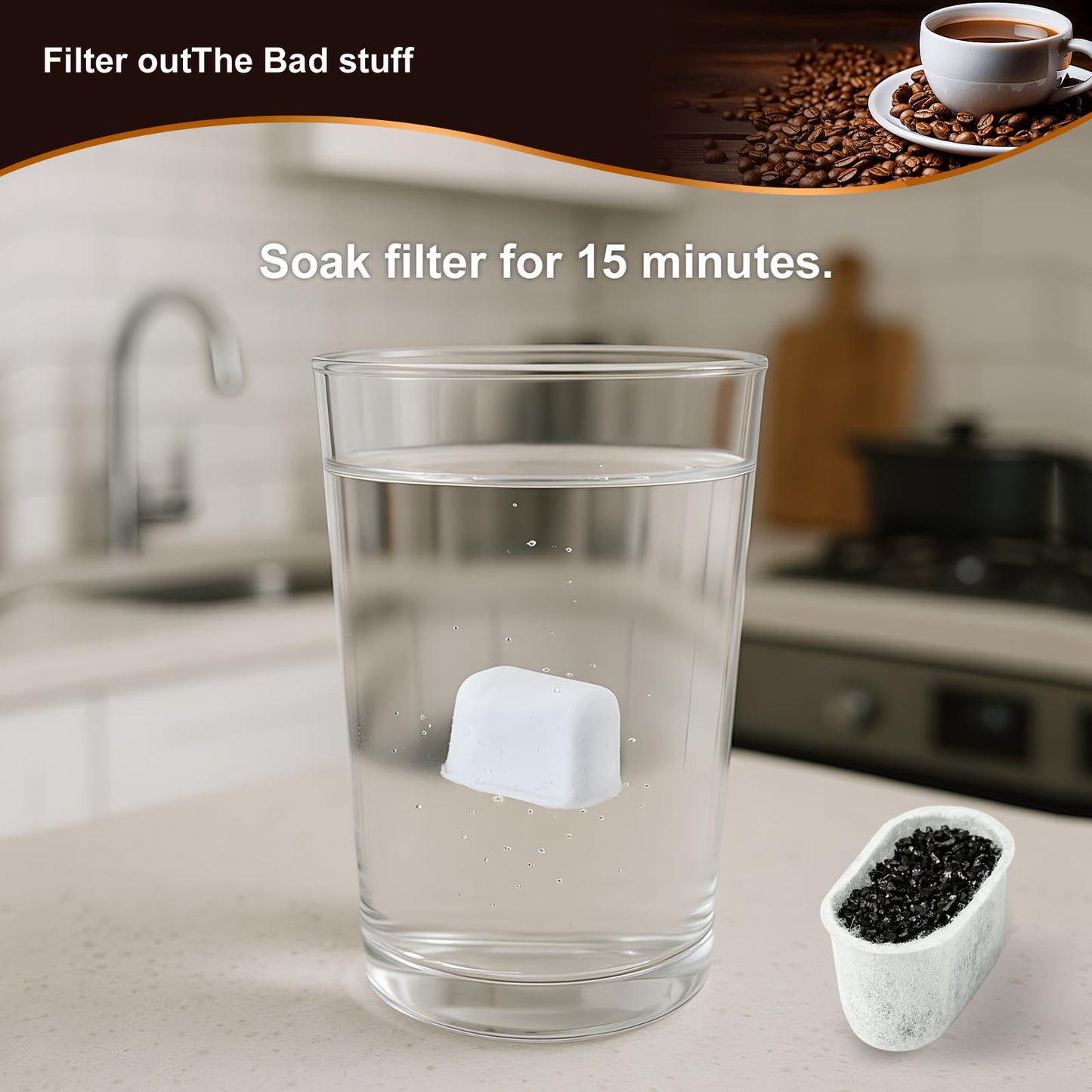12 Pack Coffee Maker Filter Replacements - Fits All Cuisinart® Coffee Makers - Charcoal Fiber Water Filter Replacement