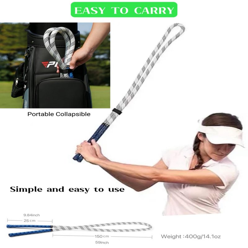 SENIKO Golf Swing Training Aid Warm-up Posture Corrector,Golf Swing Rope Trainer for Arm Strength,Golf Swing Practice Rope for golf tyro Improve Speed Rhythm Golf Rope Trainer Equipment for Golf Lover
