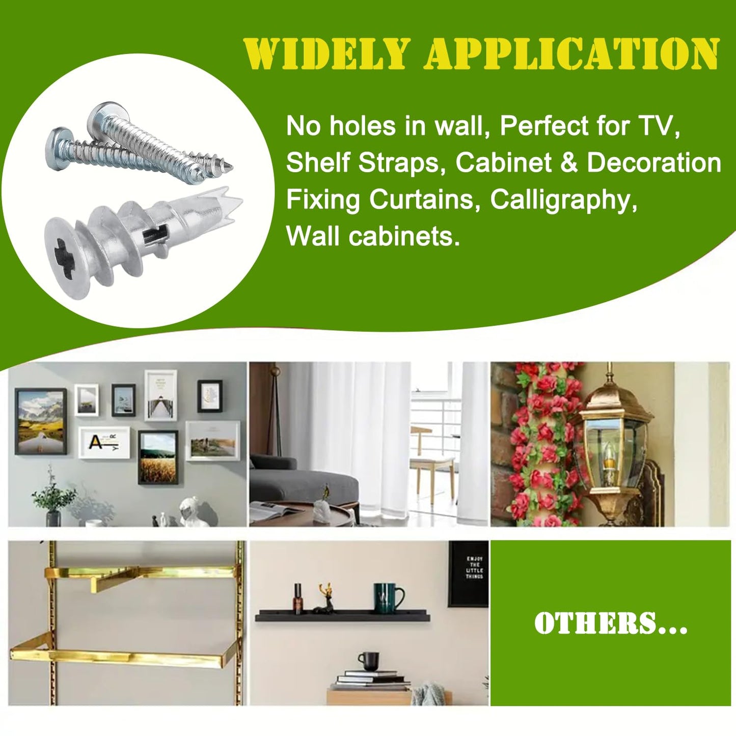 #8 Zinc Metal Self-Drilling Drywall Anchors, 100pcs (50 Anchors+50 Screws) Hollow Metal Wall Anchors and Screws Kit with Cross Groove Drill Bit, 50pcs Heavy Duty Anchors 50pcs #8 x 1-1/4" Screws