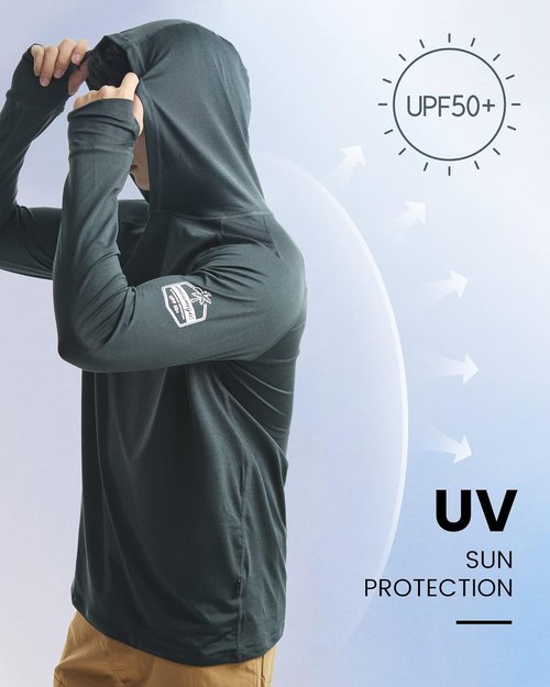Maamgic Sun Protection Hoodie - UPF 50+ Long Sleeve SPF Fishing Shirt for Men | Outdoor UV Protection