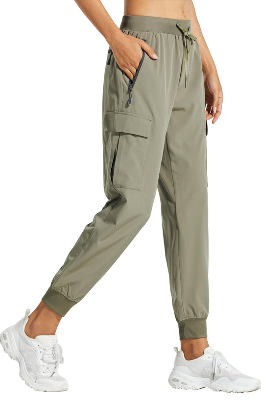 Libin Women's Hiking Cargo Pants Quick Dry Joggers Travel, Silver Sage S